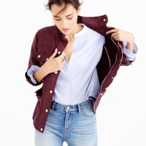 J Crew Factory Dark Burgundy Relaxed Boyfriend Field Jacket - Picture 1 of 14